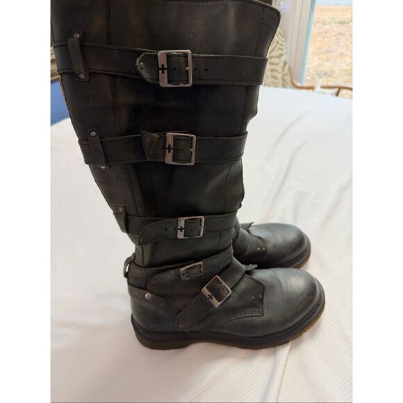 Dr Doc Martens Phina Leather Combat Moto Boots Size 8 Walking Dead Goth Raver - Picture 2 of 13